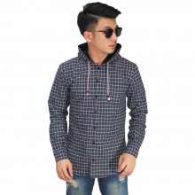 Kemeja Flanel Hooded Square Navy