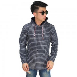 Kemeja Flanel Hooded Square Navy
