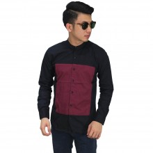 Kemeja Grandad Square Block Black