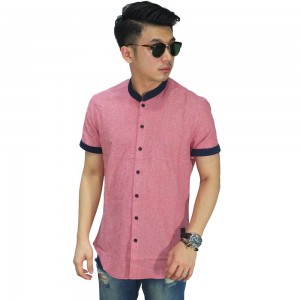 Kemeja Pendek Grandad Casual Soft Pink