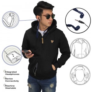 Jaket Hoodie With Earphone Black