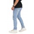Jeans Knee Rips With Ankle Zip Soft Blue