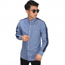 Kemeja Oxford Sleeve Block List Blue