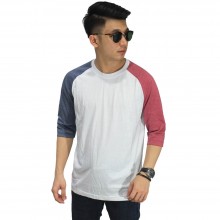 Raglan Mid Sleeve Two Tone White