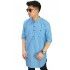 Baju Koko Kurta Gamis 3/4 Soft Blue