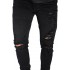 Jeans Ripped Distressed Left Side Black