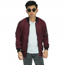 Jaket Bomber Parasut Basic Dark Maroon