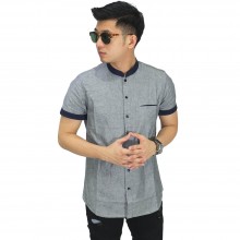 Kemeja Pendek Grandad Casual Grey