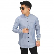 Kemeja Varsity Baseball Soft Blue