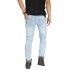 Biker Jeans Thigh And Knee Rips Soft Blue