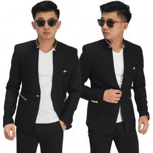 Blazer Casual Stand Collar Black