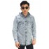 Kemeja Denim Hooded Soft Grey