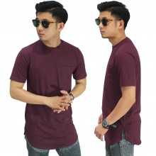 Longline T-Shirt Basic Dark Maroon