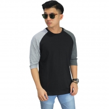 Raglan Mid Sleeve Two Tone Black
