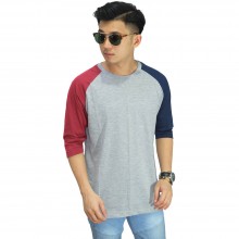 Raglan Mid Sleeve Two Tone Soft Grey