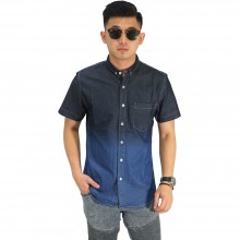 Kemeja Pendek Denim Gradation Dark Blue