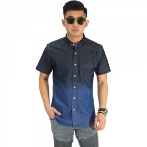 Kemeja Pendek Denim Gradation Dark Blue
