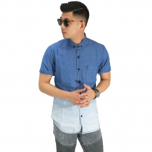 Kemeja Pendek Denim Gradation Light Blue
