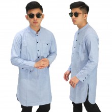 Baju Muslim Kurta Gamis Basic Soft Blue