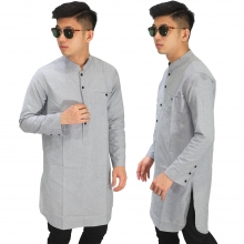 Baju Muslim Kurta Gamis Basic Soft Grey