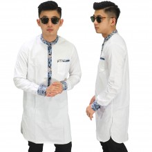 Baju Muslim Kurta Gamis List Batik White