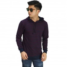 Jaket Jumper Hoodie Stripe Maroon Navy