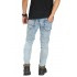 Jeans Ripped On Knee Snow Soft Blue