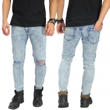 Jeans Ripped On Knee Snow Soft Blue