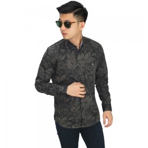 Kemeja Leaf Vector Pattern Brown