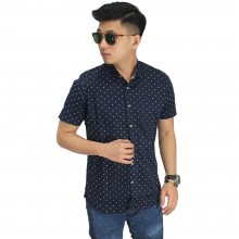 Kemeja Pendek Polkadot Pattern Dark Navy