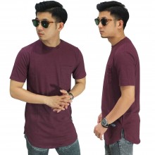 Longline T-Shirt Basic Dark Maroon