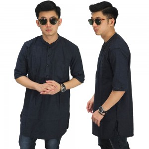 Baju Koko Kurta Gamis 3/4 Dark Navy
