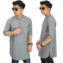 Baju Koko Kurta Gamis 3/4 Grey
