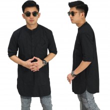 Baju Koko Kurta Gamis 3/4 Black
