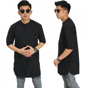 Baju Koko Kurta Gamis 3/4 Black