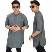 Baju Koko Kurta Gamis 3/4 Dark Grey