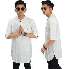 Baju Koko Kurta Gamis 3/4 White