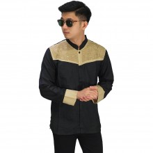 Baju Koko Panjang Combi Motif Black
