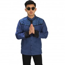 Baju Koko Panjang Combi Motif Navy