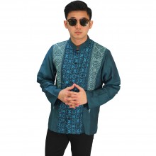 Baju Koko Panjang Elegan Bordir Tosca