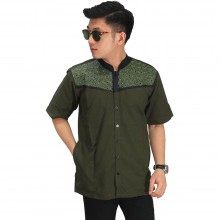 Baju Koko Pendek Circle Bordir Dark Green