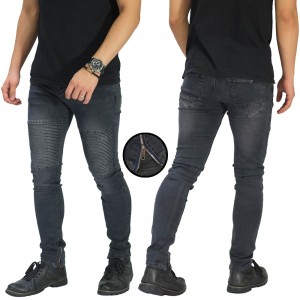Biker Jeans Ankle Zipper Dark Grey