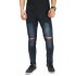 Jeans Knee Ripped Raw Frayed Hem Black Faded