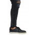 Jeans Knee Ripped Raw Frayed Hem Black Faded