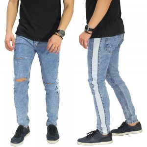 Jeans Track Ripped Washed Soft Blue