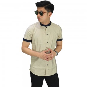 Kemeja Pendek Grandad Casual Soft Cream