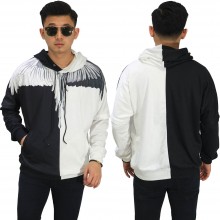 Sweater Hoodie Printing Wings Black And White