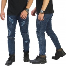 Biker Jeans Extra Ripped Dark Blue