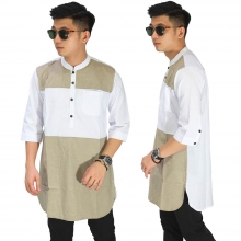 Baju Muslim Kurta Gamis 3/4 Brown And White