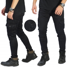 Biker Jeans Cargo Ankle Zip Black